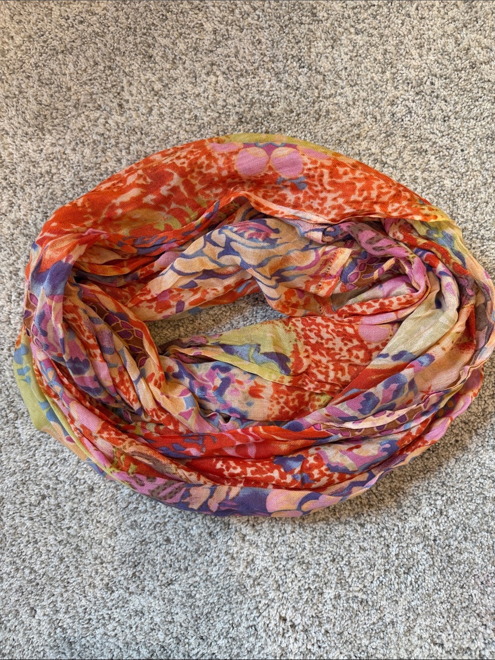 Tolani Multicolor Floral & Abstract Infinity Scarf in Orange, Pink, Purple